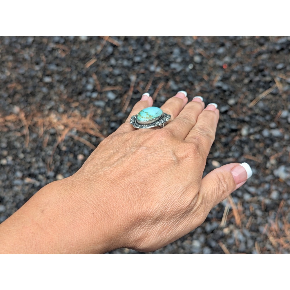 Navajo Jewelry Women's Ring Turquoise Native American Signed sz 7.5 *** - Picture 8 of 9